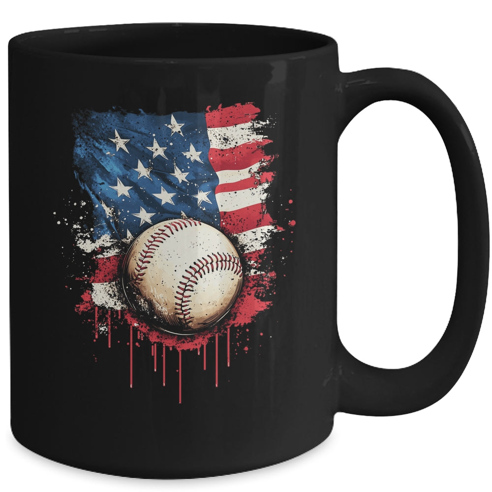 Patriotic Baseball 4th Of July Men Boys USA American Flag Mug | siriusteestore