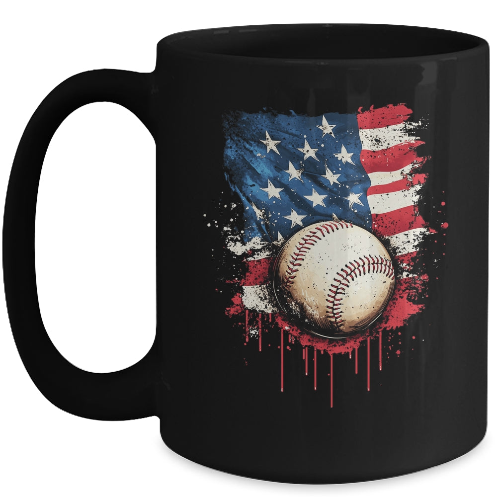 Patriotic Baseball 4th Of July Men Boys USA American Flag Mug | siriusteestore