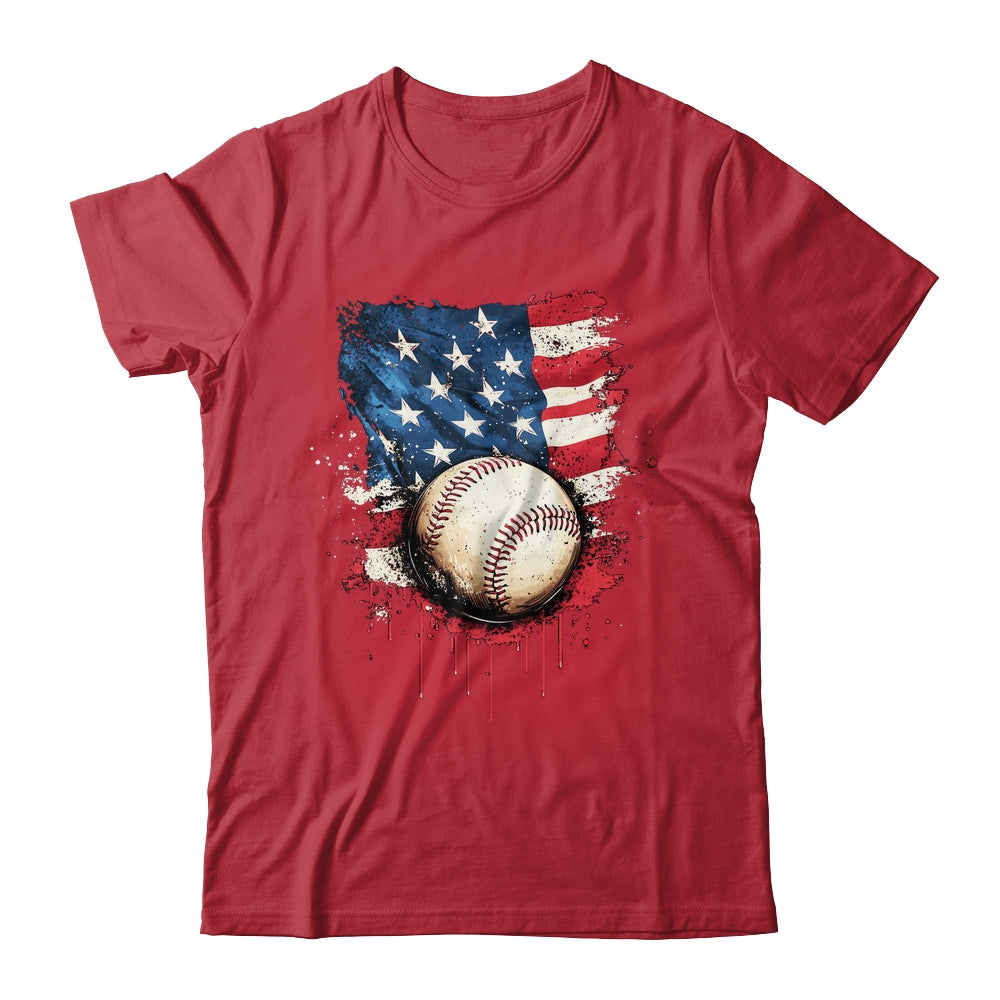 Patriotic Baseball 4th Of July Men Boys USA American Flag Shirt & Hoodie | siriusteestore
