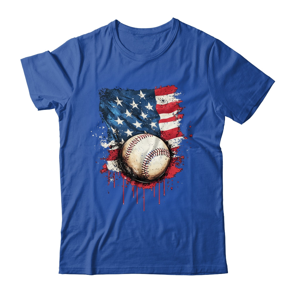 Patriotic Baseball 4th Of July Men Boys USA American Flag Shirt & Hoodie | siriusteestore