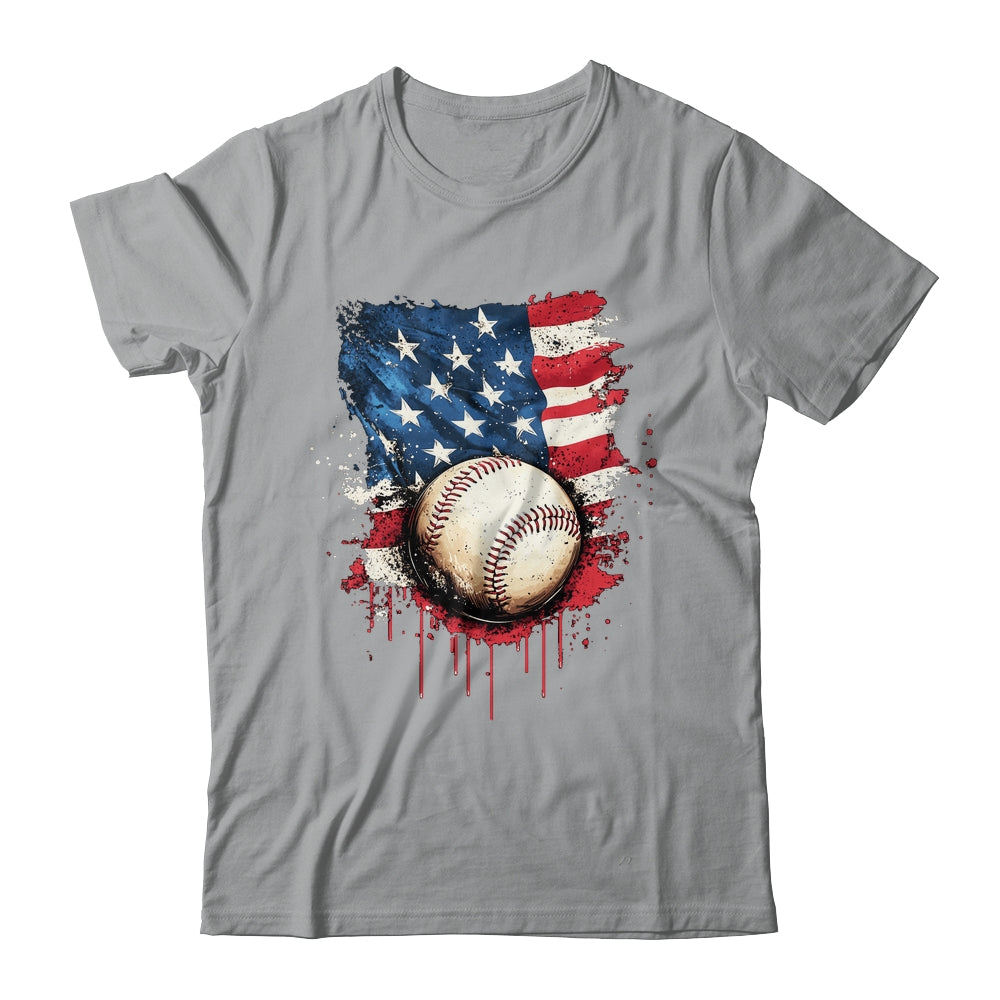 Patriotic Baseball 4th Of July Men Boys USA American Flag Shirt & Hoodie | siriusteestore