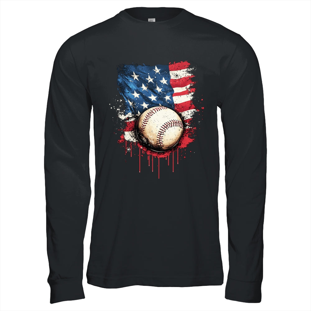 Patriotic Baseball 4th Of July Men Boys USA American Flag Shirt & Hoodie | siriusteestore