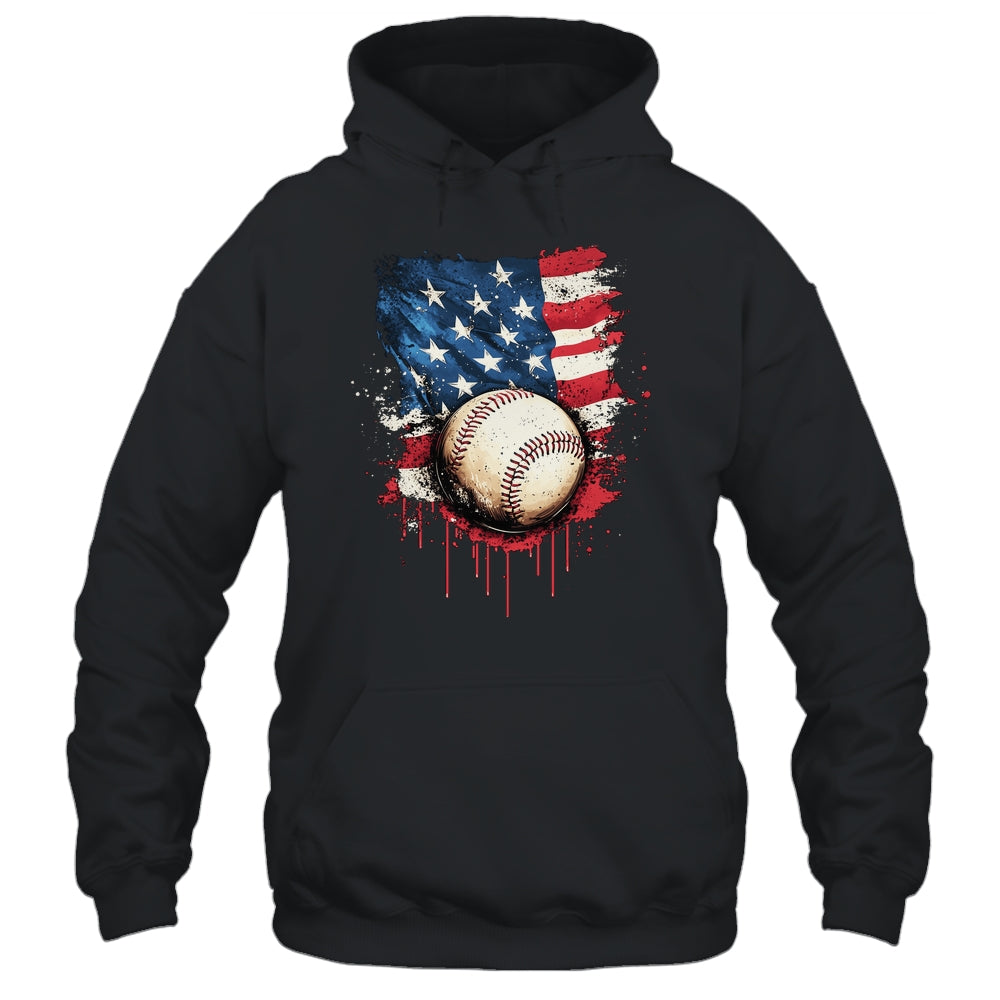 Patriotic Baseball 4th Of July Men Boys USA American Flag Shirt & Hoodie | siriusteestore