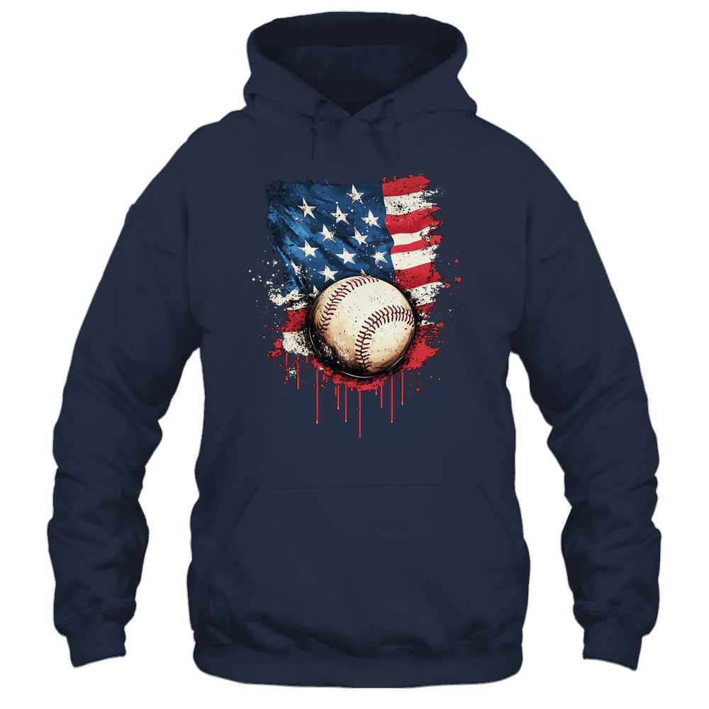 Patriotic Baseball 4th Of July Men Boys USA American Flag Shirt & Hoodie | siriusteestore