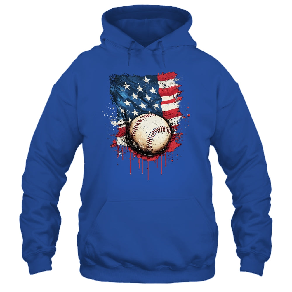 Patriotic Baseball 4th Of July Men Boys USA American Flag Shirt & Hoodie | siriusteestore