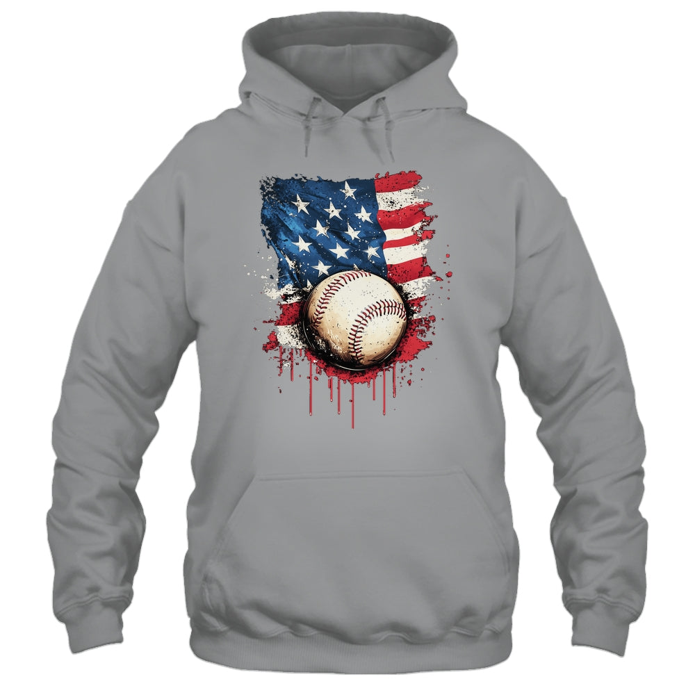 Patriotic Baseball 4th Of July Men Boys USA American Flag Shirt & Hoodie | siriusteestore