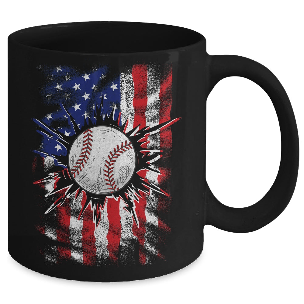 Patriotic Baseball 4th Of July Men USA American Flag Boys Mug | siriusteestore