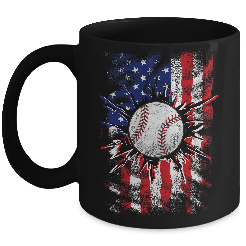 Patriotic Baseball 4th Of July Men USA American Flag Boys Mug | siriusteestore