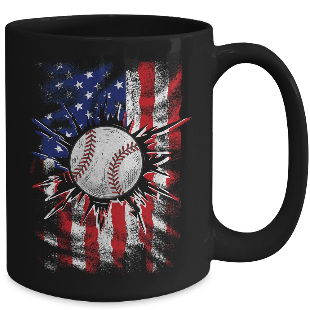Patriotic Baseball 4th Of July Men USA American Flag Boys Mug | siriusteestore