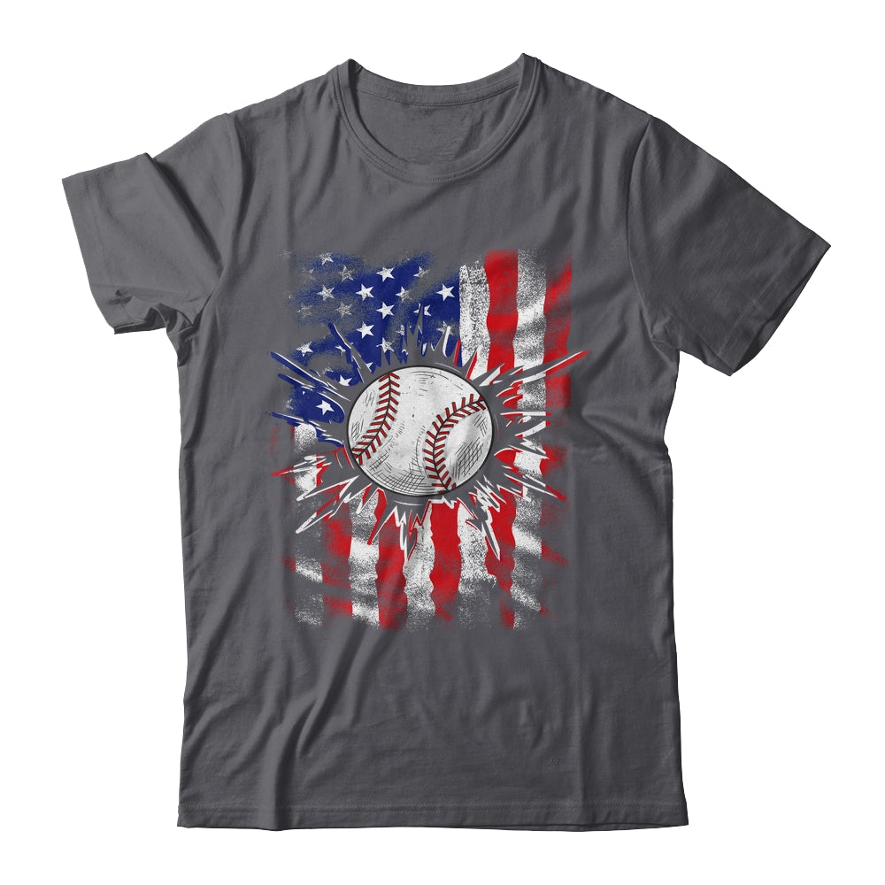 Patriotic Baseball 4th Of July Men USA American Flag Boys Shirt & Hoodie | siriusteestore