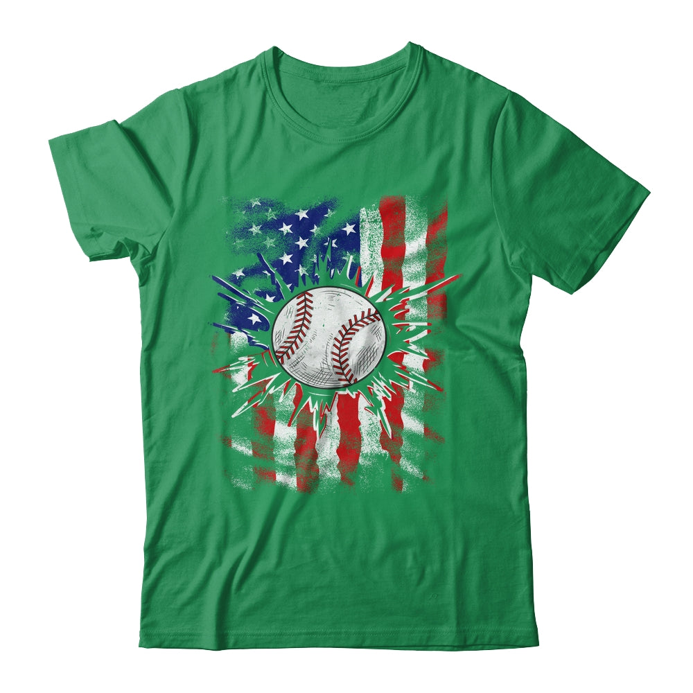 Patriotic Baseball 4th Of July Men USA American Flag Boys Shirt & Hoodie | siriusteestore