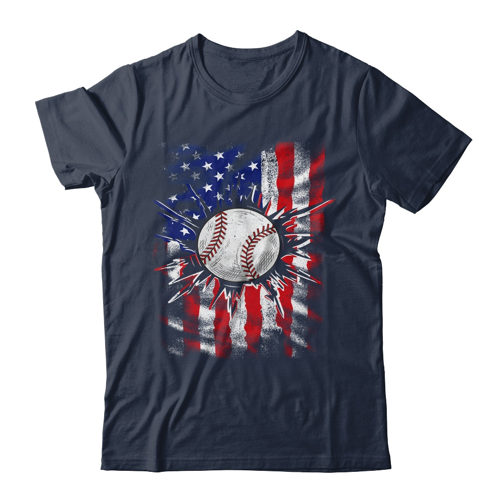 Patriotic Baseball 4th Of July Men USA American Flag Boys Shirt & Hoodie | siriusteestore