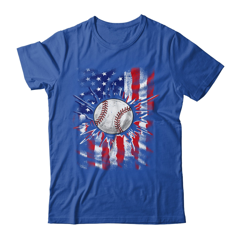 Patriotic Baseball 4th Of July Men USA American Flag Boys Shirt & Hoodie | siriusteestore