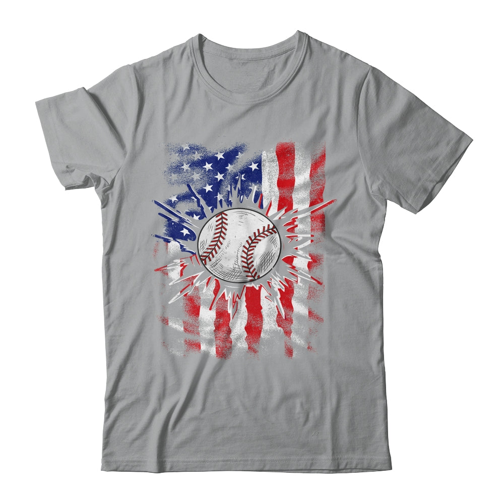 Patriotic Baseball 4th Of July Men USA American Flag Boys Shirt & Hoodie | siriusteestore