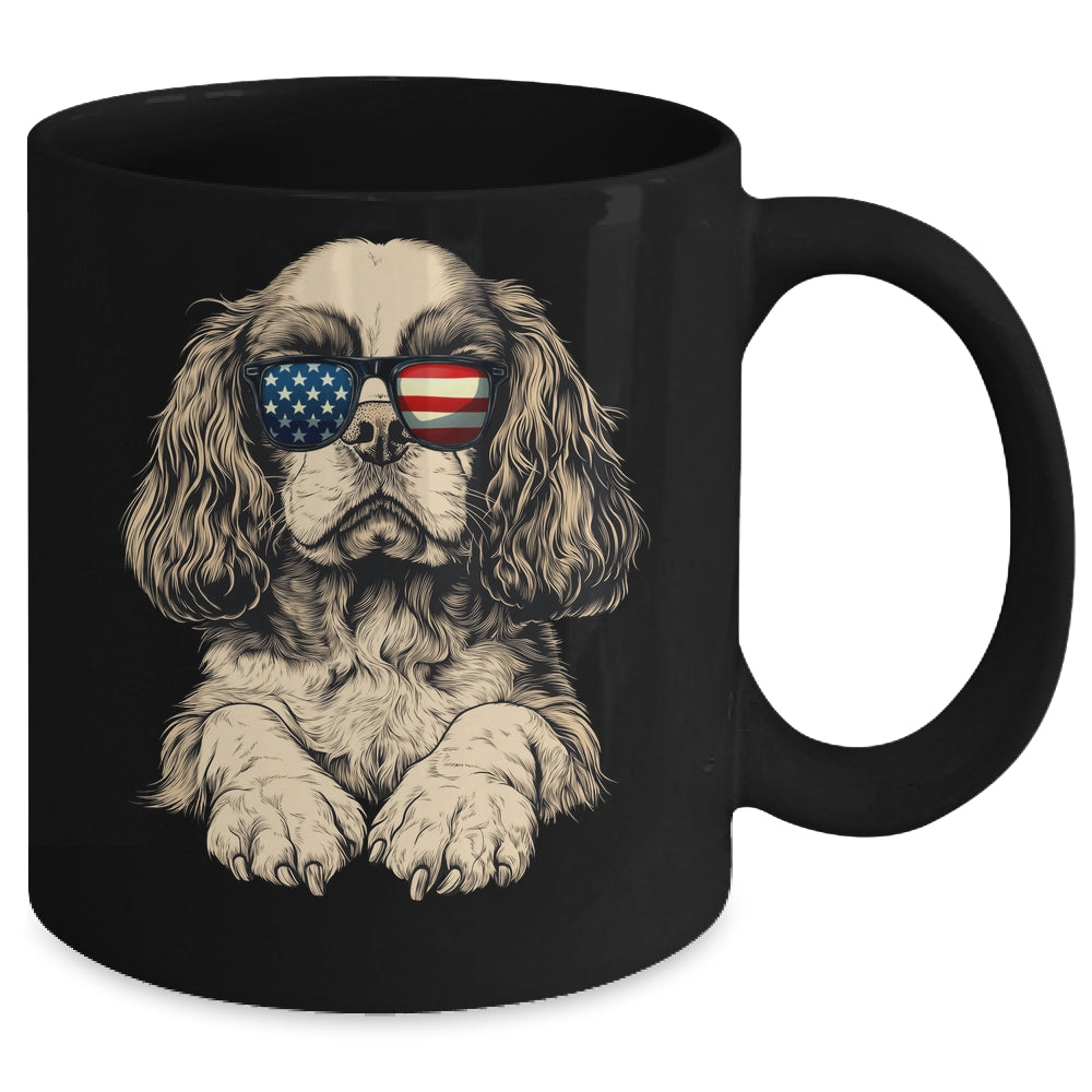 Patriotic Cavalier King Charles Spaniel Dog USA Flag 4th Of July Mug | siriusteestore