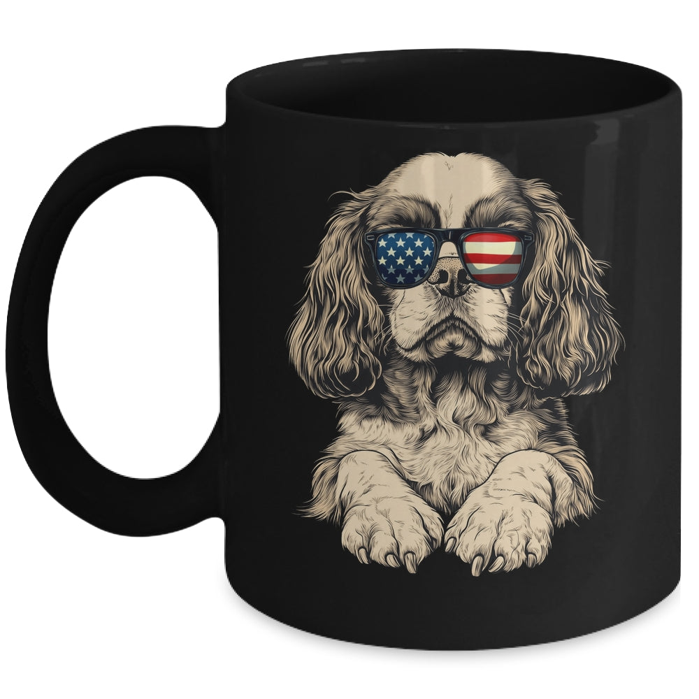Patriotic Cavalier King Charles Spaniel Dog USA Flag 4th Of July Mug | siriusteestore