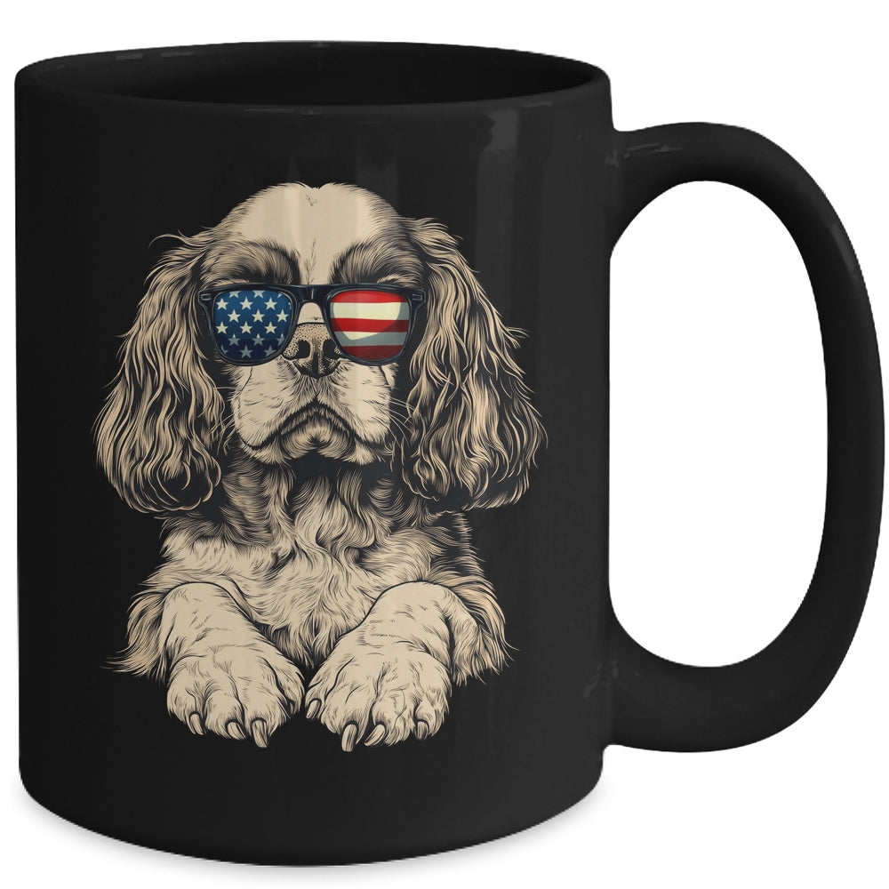 Patriotic Cavalier King Charles Spaniel Dog USA Flag 4th Of July Mug | siriusteestore