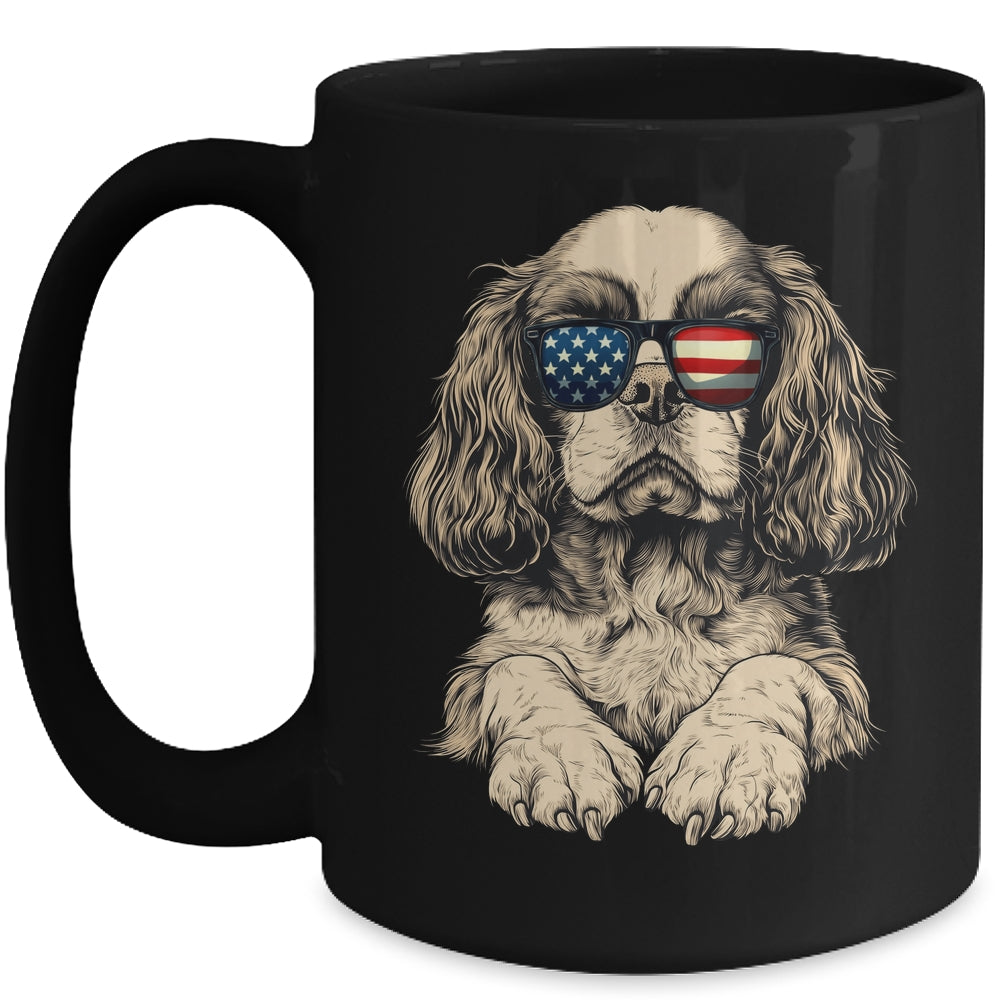 Patriotic Cavalier King Charles Spaniel Dog USA Flag 4th Of July Mug | siriusteestore
