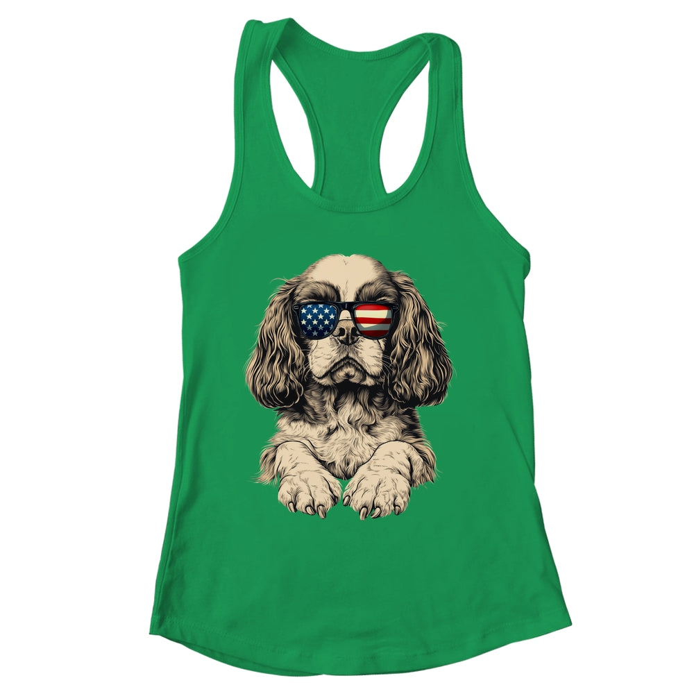 Patriotic Cavalier King Charles Spaniel Dog USA Flag 4th Of July Shirt & Tank Top | siriusteestore