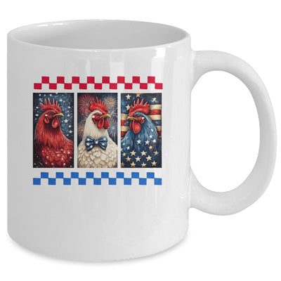 Patriotic Chicken 4th July Rooster American Flag Farmhouse Mug | siriusteestore