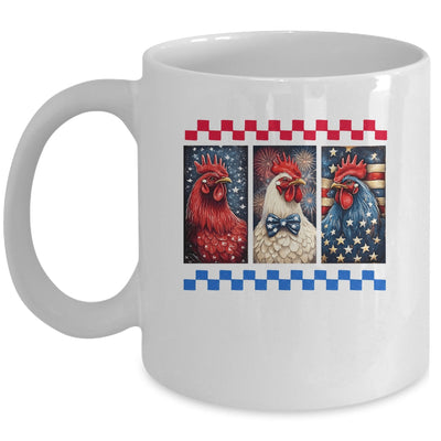Patriotic Chicken 4th July Rooster American Flag Farmhouse Mug | siriusteestore