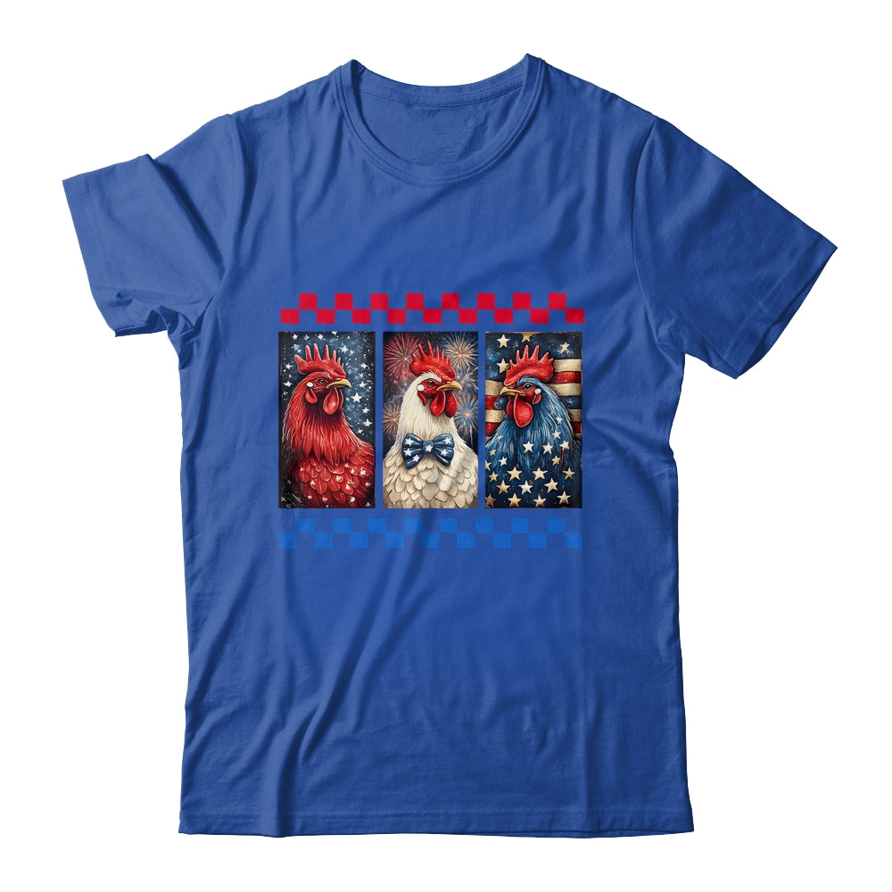 Patriotic Chicken 4th July Rooster American Flag Farmhouse Shirt & Tank Top | siriusteestore