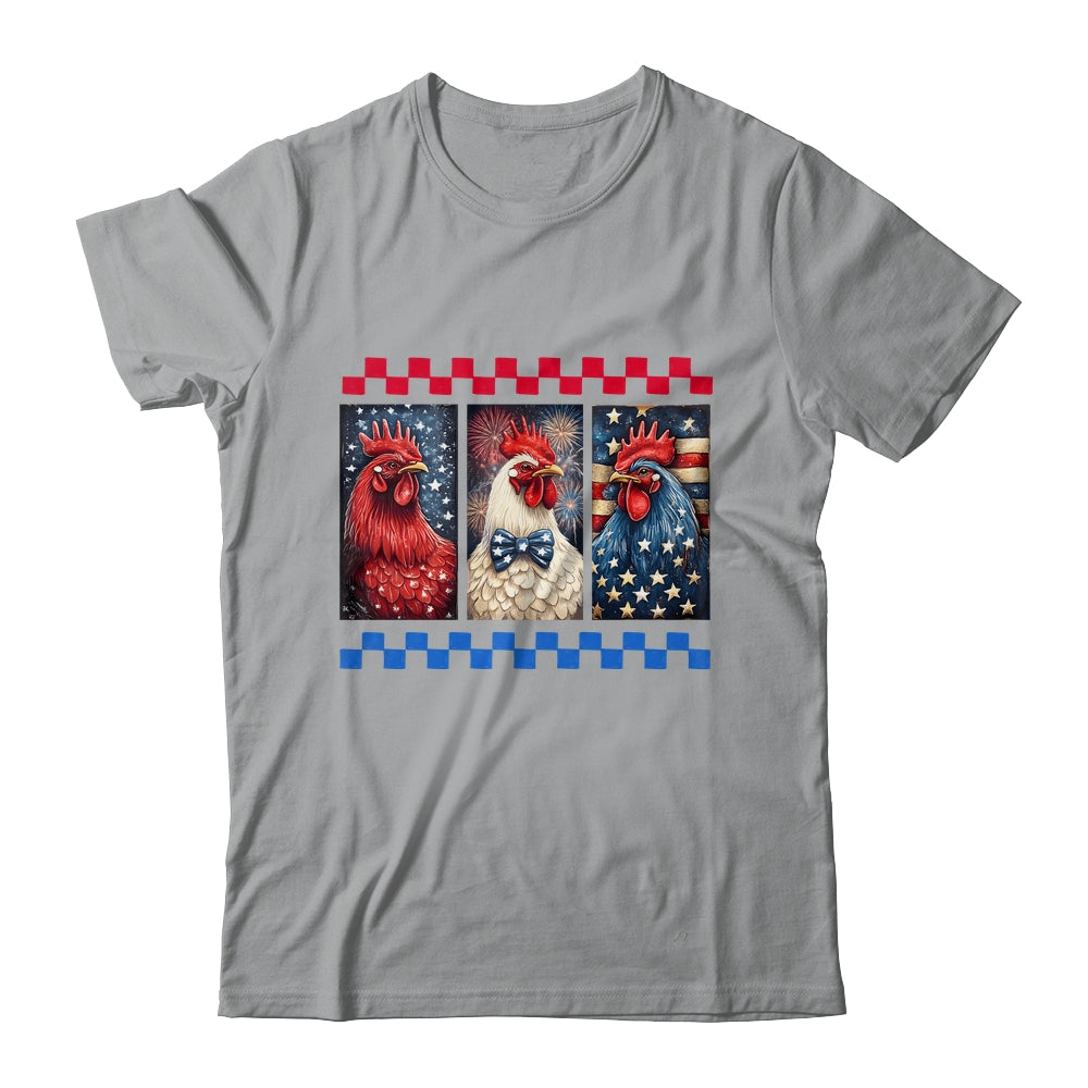 Patriotic Chicken 4th July Rooster American Flag Farmhouse Shirt & Tank Top | siriusteestore
