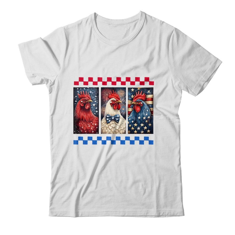 Patriotic Chicken 4th July Rooster American Flag Farmhouse Shirt & Tank Top | siriusteestore