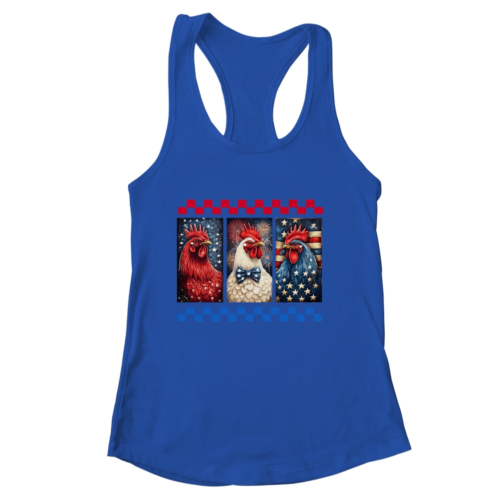Patriotic Chicken 4th July Rooster American Flag Farmhouse Shirt & Tank Top | siriusteestore