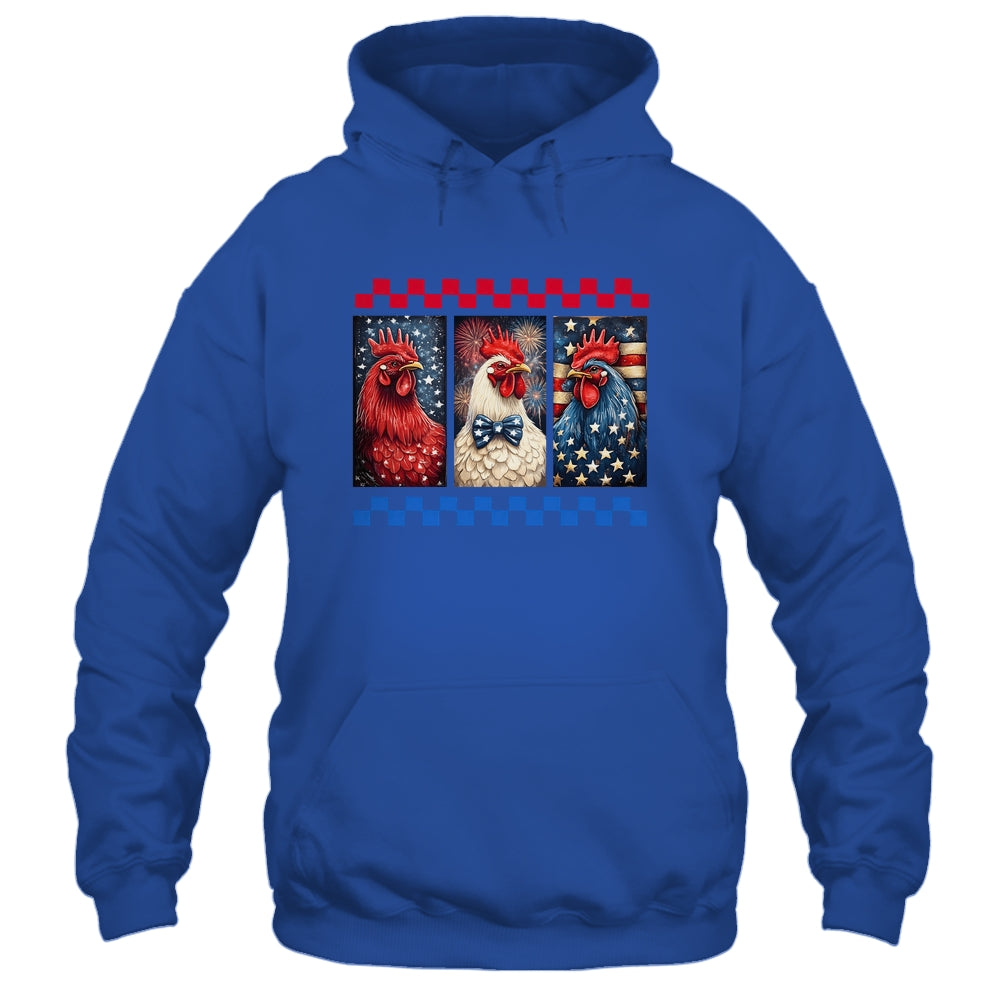 Patriotic Chicken 4th July Rooster American Flag Farmhouse Shirt & Tank Top | siriusteestore
