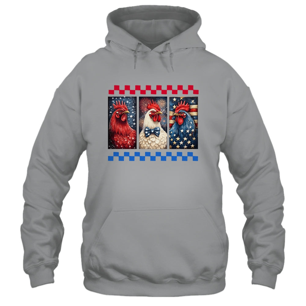 Patriotic Chicken 4th July Rooster American Flag Farmhouse Shirt & Tank Top | siriusteestore