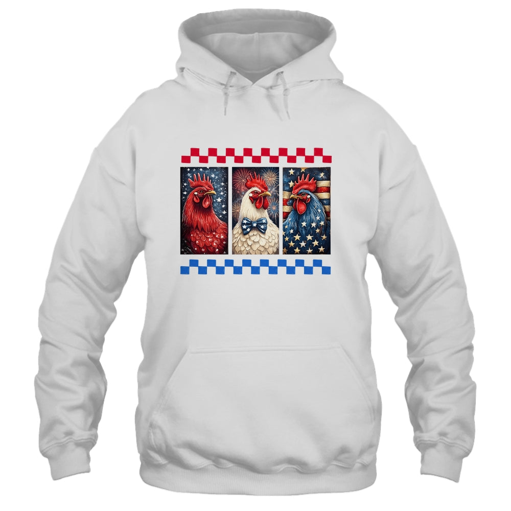 Patriotic Chicken 4th July Rooster American Flag Farmhouse Shirt & Tank Top | siriusteestore