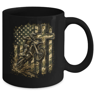 Patriotic Dirt Bike Camo American Flag Christian Motocross Mug | siriusteestore