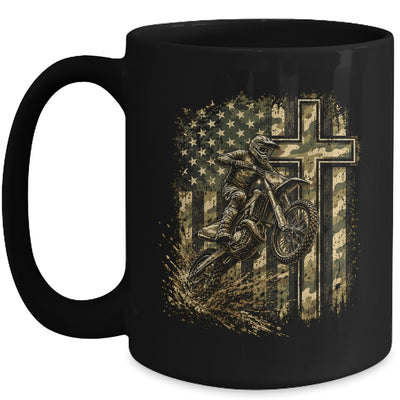 Patriotic Dirt Bike Camo American Flag Christian Motocross Mug | siriusteestore