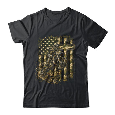 Patriotic Dirt Bike Camo American Flag Christian Motocross Shirt & Hoodie | siriusteestore