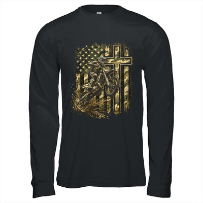 Patriotic Dirt Bike Camo American Flag Christian Motocross Shirt & Hoodie | siriusteestore