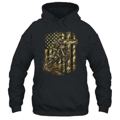 Patriotic Dirt Bike Camo American Flag Christian Motocross Shirt & Hoodie | siriusteestore