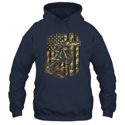 Patriotic Dirt Bike Camo American Flag Christian Motocross Shirt & Hoodie | siriusteestore