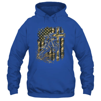 Patriotic Dirt Bike Camo American Flag Christian Motocross Shirt & Hoodie | siriusteestore