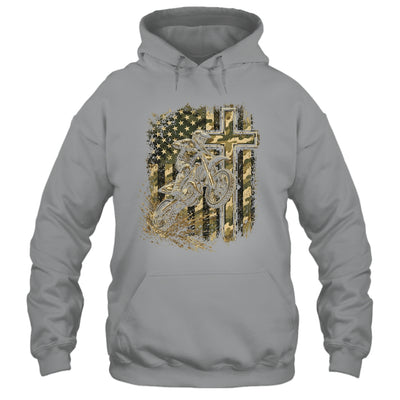 Patriotic Dirt Bike Camo American Flag Christian Motocross Shirt & Hoodie | siriusteestore