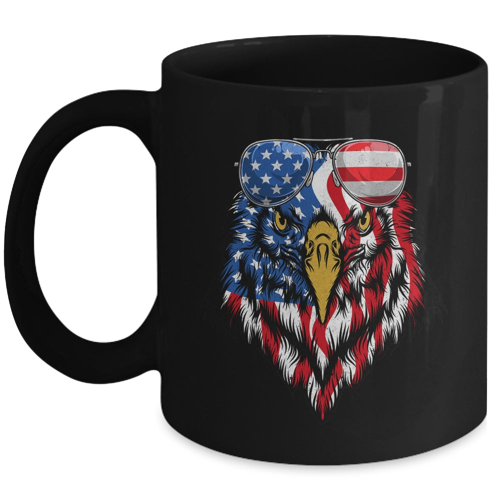 Patriotic Eagle Tee 4th Of July Sunglass USA American Flag Mug | siriusteestore