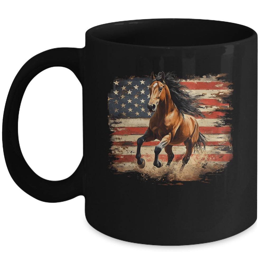 Patriotic Farm American Horse Flag Western 4th Of July Mug | siriusteestore
