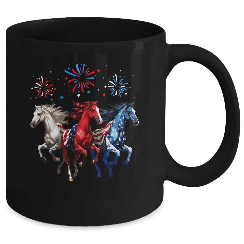 Patriotic Firework Horse USA Flag July 4th Fireworks Show Mug | siriusteestore