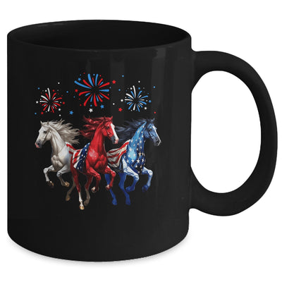 Patriotic Firework Horse USA Flag July 4th Fireworks Show Mug | siriusteestore
