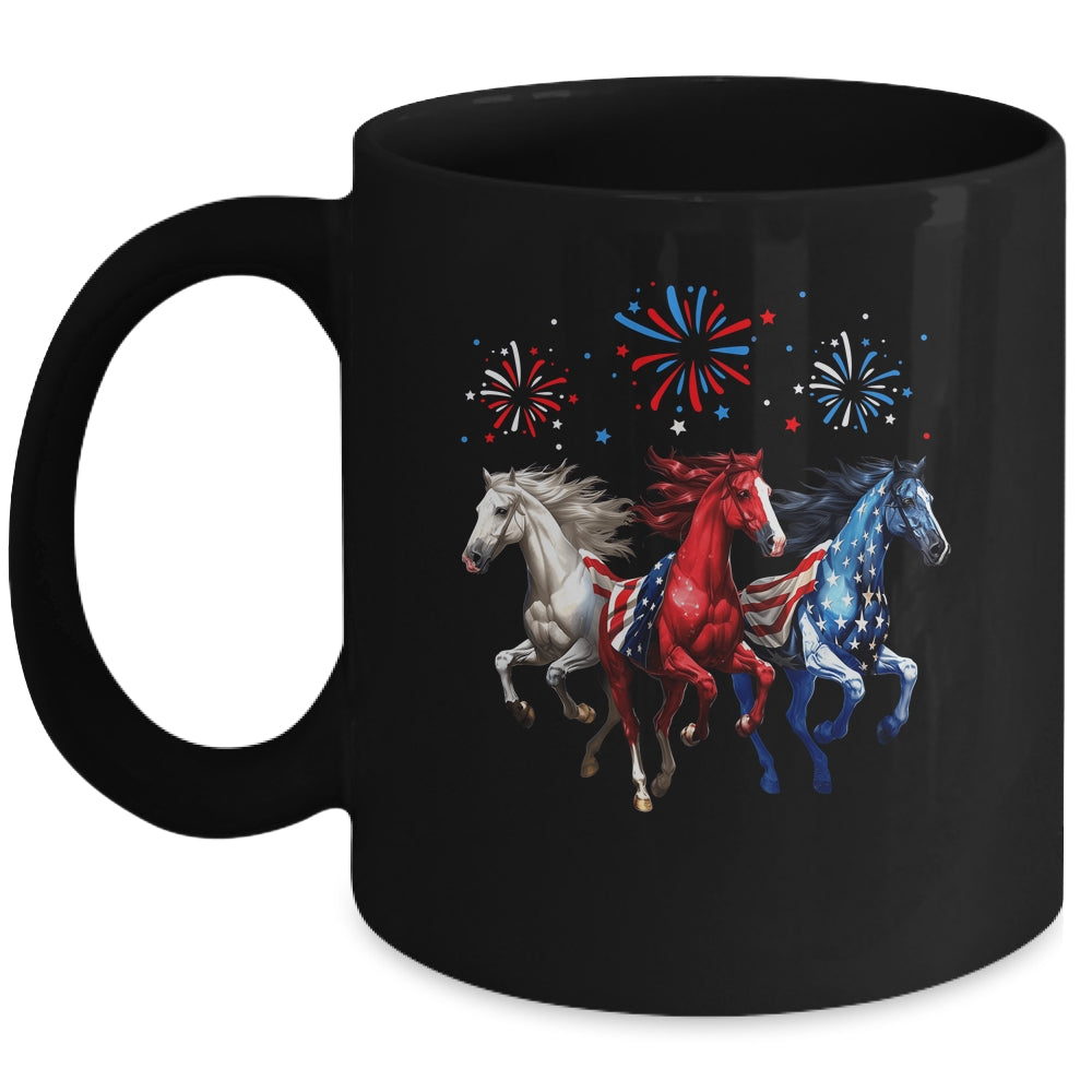 Patriotic Firework Horse USA Flag July 4th Fireworks Show Mug | siriusteestore