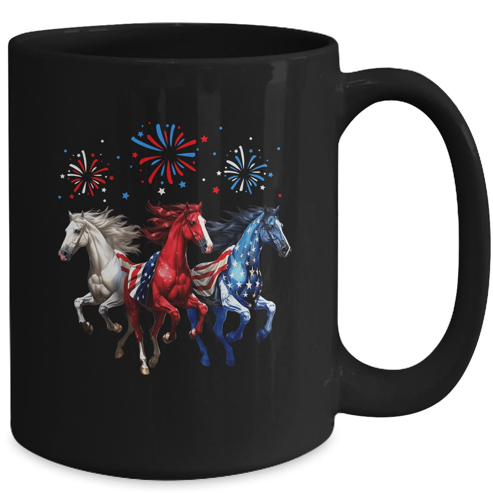 Patriotic Firework Horse USA Flag July 4th Fireworks Show Mug | siriusteestore