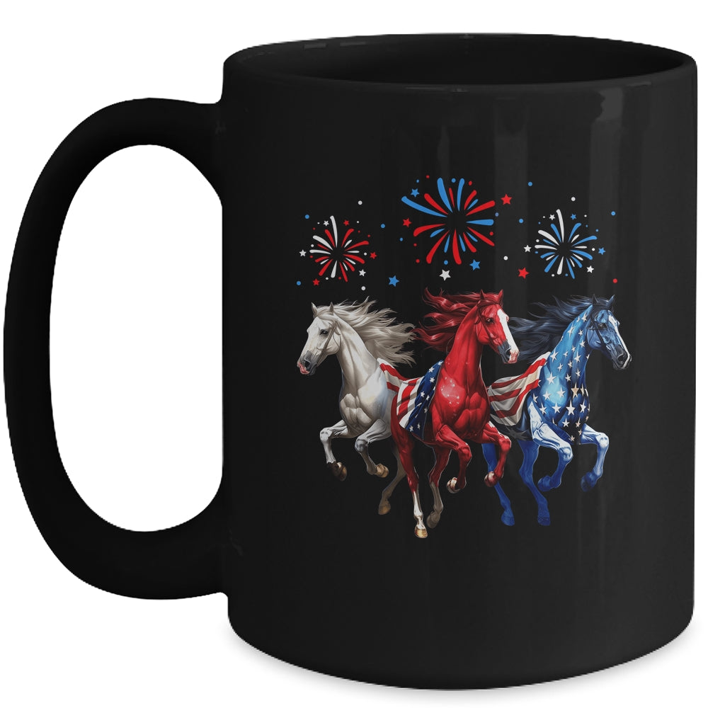 Patriotic Firework Horse USA Flag July 4th Fireworks Show Mug | siriusteestore