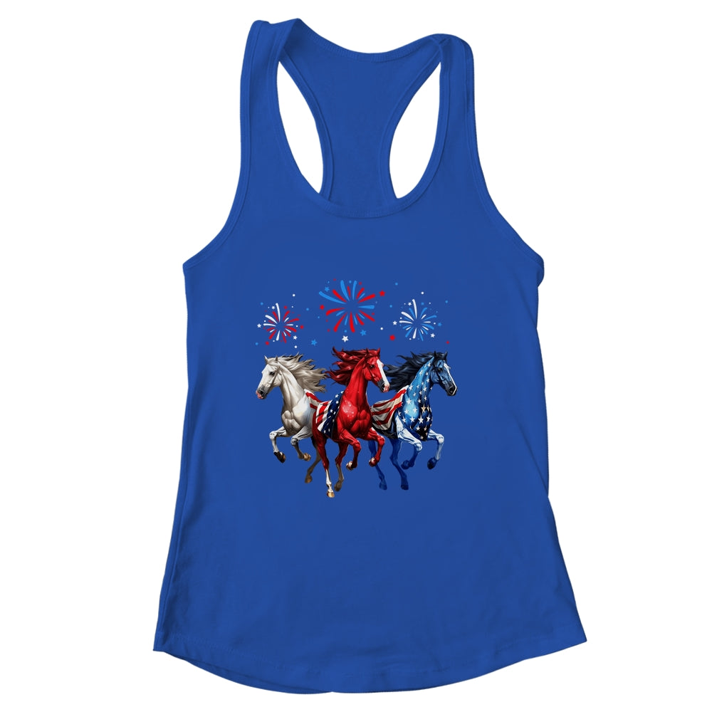 Patriotic Firework Horse USA Flag July 4th Fireworks Show Shirt & Tank Top | siriusteestore