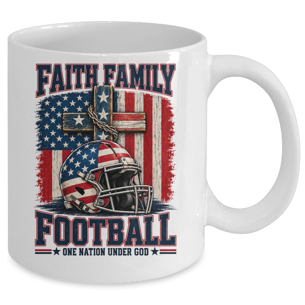 Patriotic Football Faith Family Football American Flag Men Mug | siriusteestore