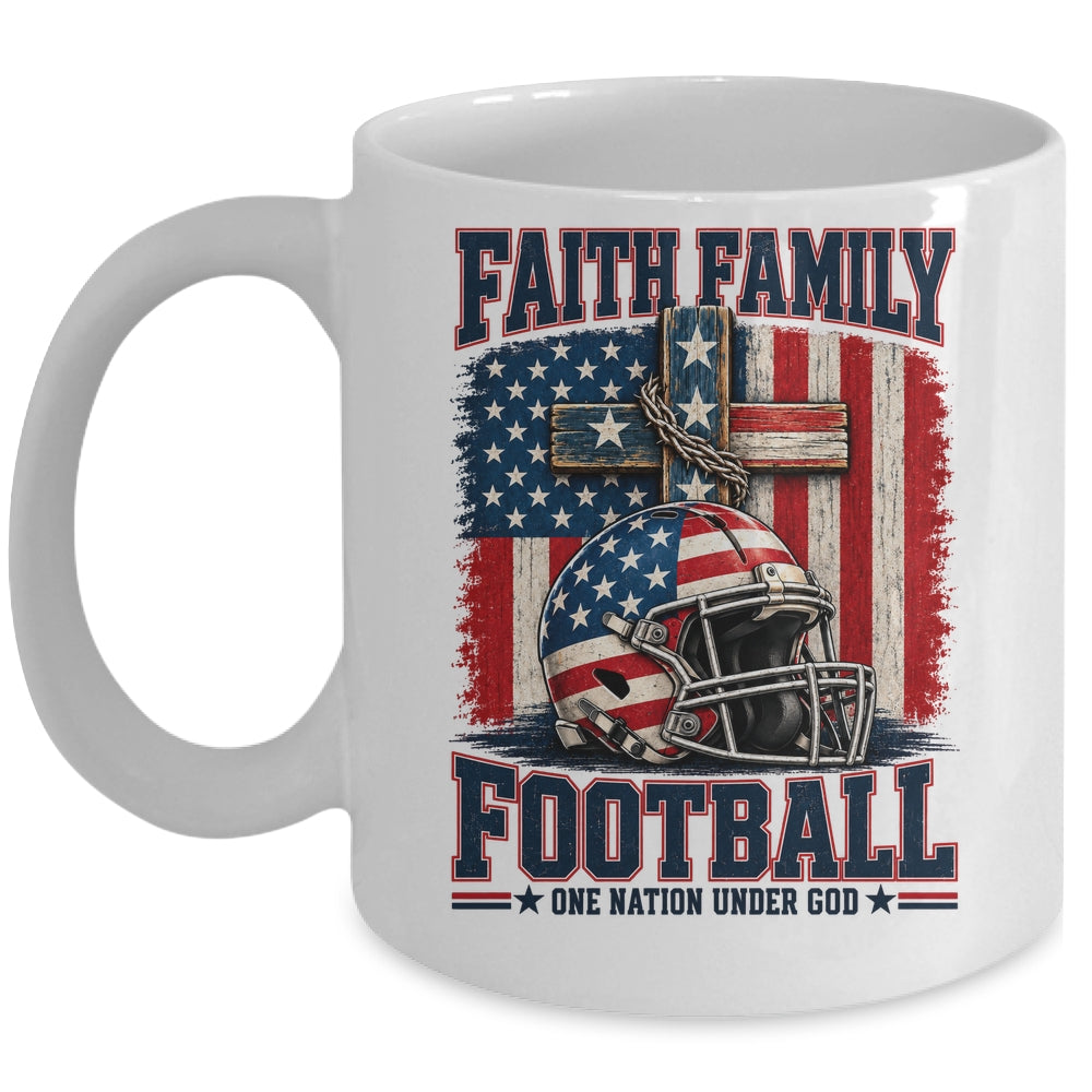 Patriotic Football Faith Family Football American Flag Men Mug | siriusteestore